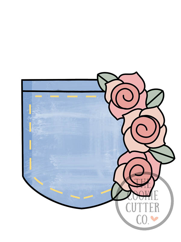 Floral Denim Pocket cookie cutter