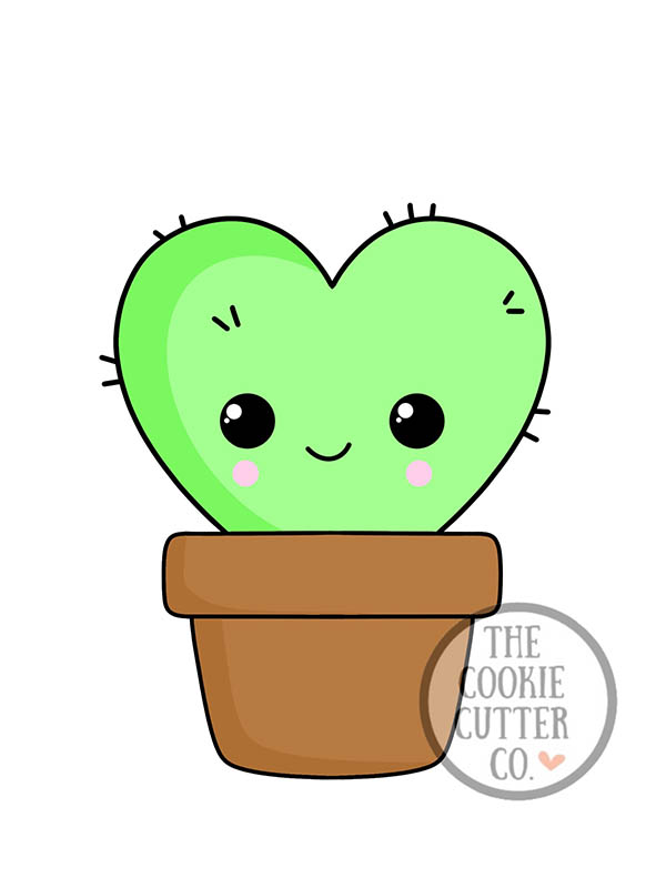 Heart Cactus Pot cookie cutter