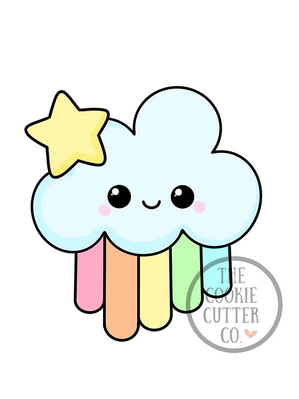 Rainbow Cloud (with star) cookie cutter