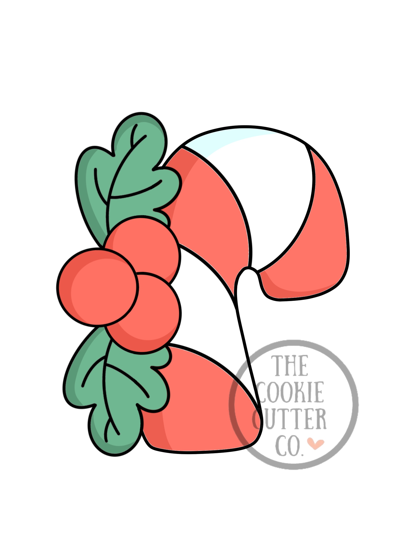 Floral Candy Cane cookie cutter