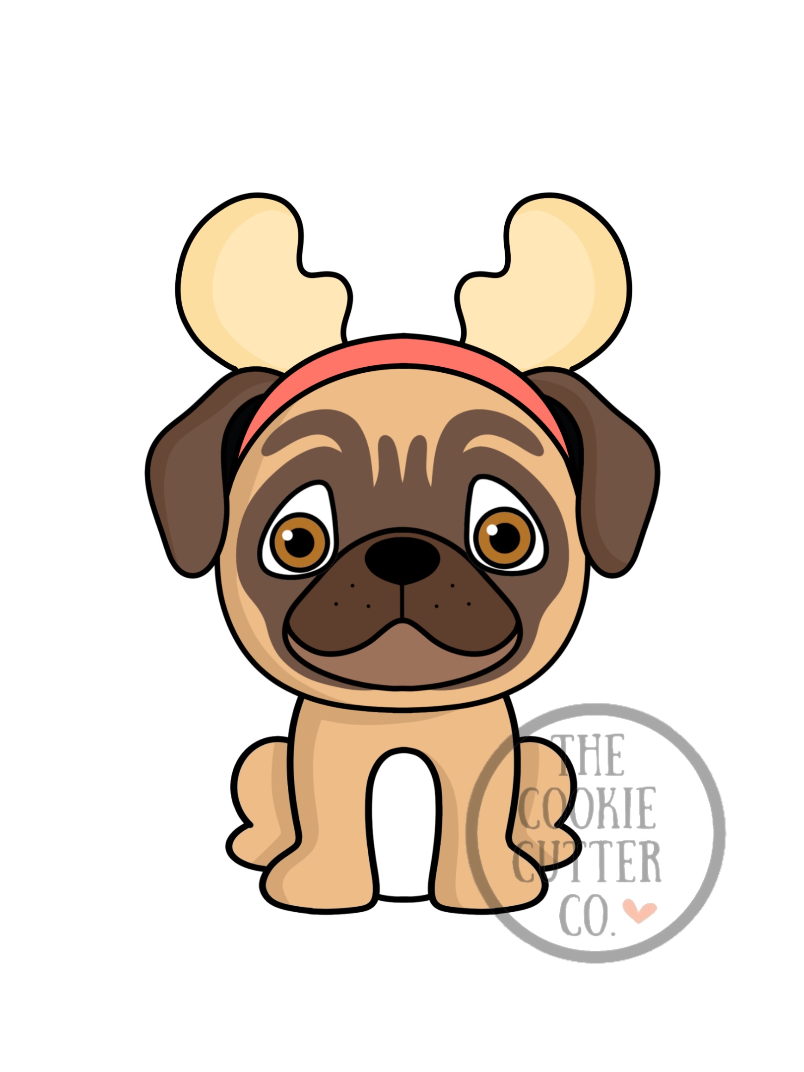 Reindeer Pug cookie cutter