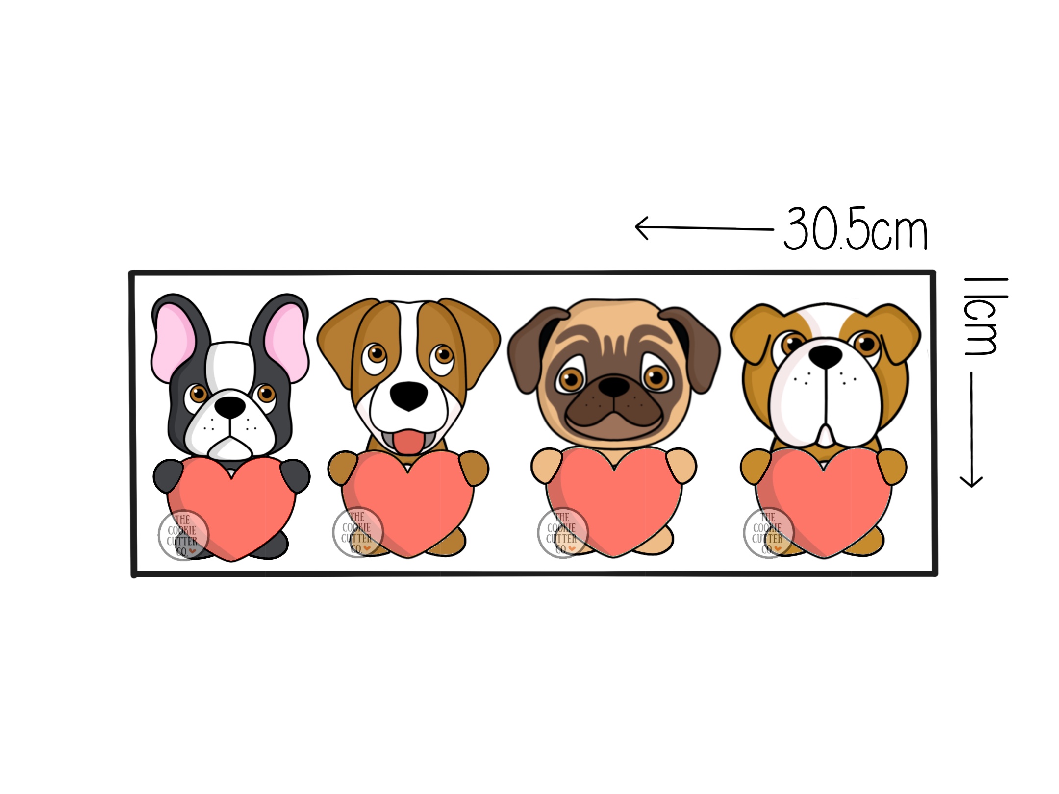 Valentine's Dog Midi cookie cutter set