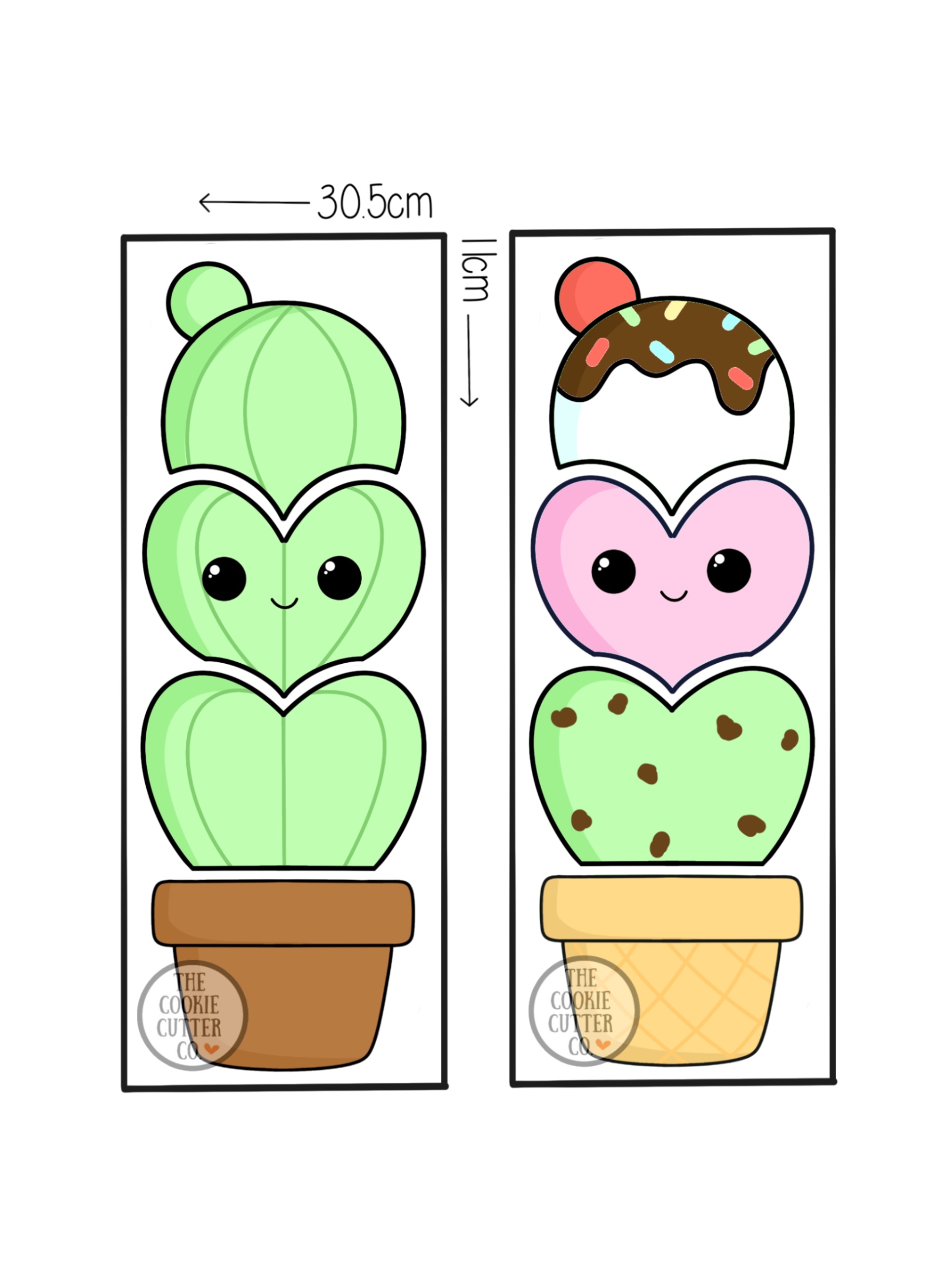 Love Cacti OR Ice Cream multi cutter set