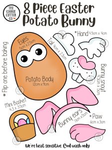 8 Piece Easter Potato Bunny cookie cutter set