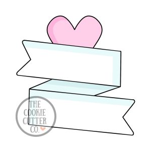 Heart Ribbon Banner cookie cutter