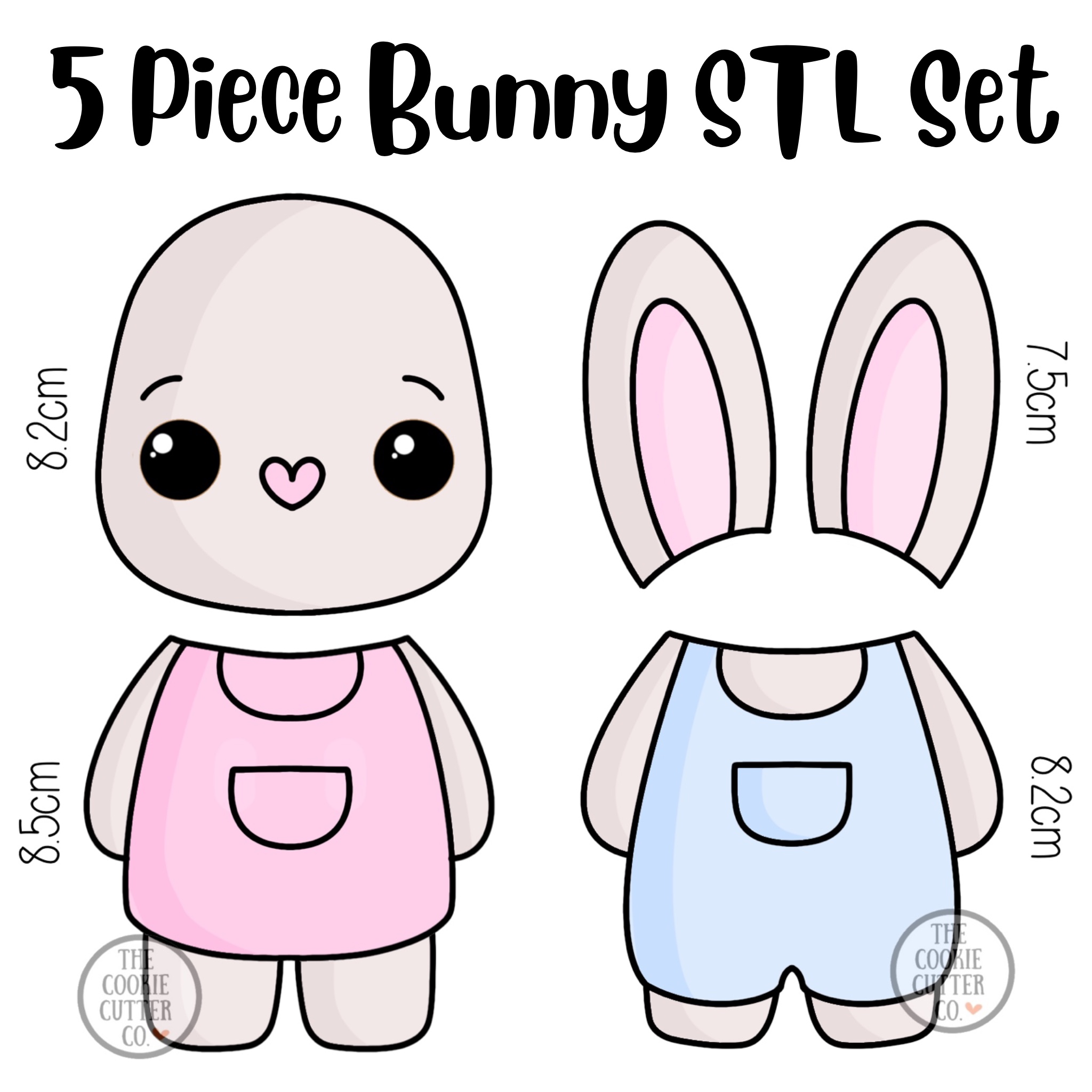 5 Piece Bunny STL Set