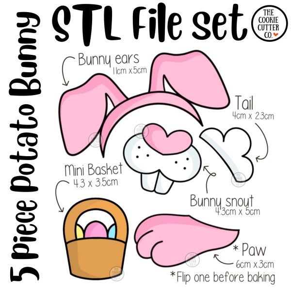 STL files for 5 Piece Potato Bunny Accessories
