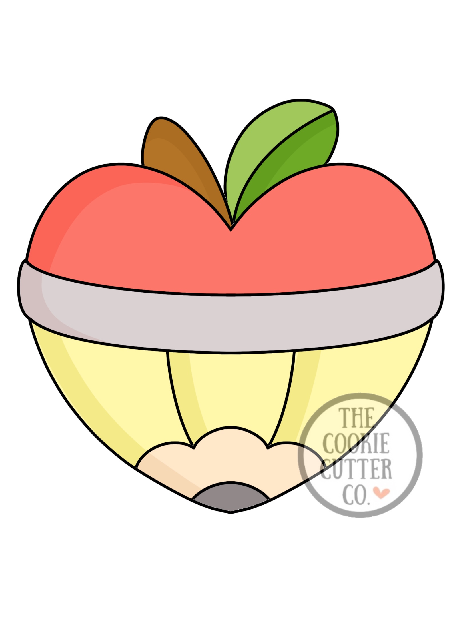 Apple Pencil Heart cookie cutter