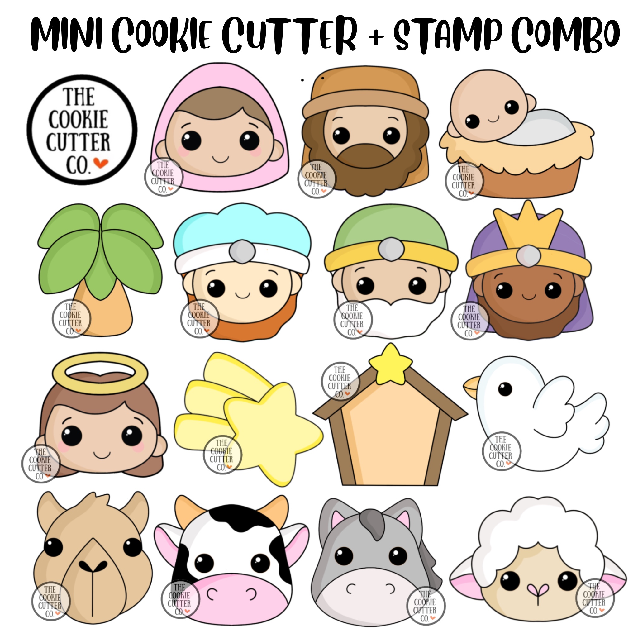 STL files for 15x Mini Cutter + Stamp Nativity set (5cm)
