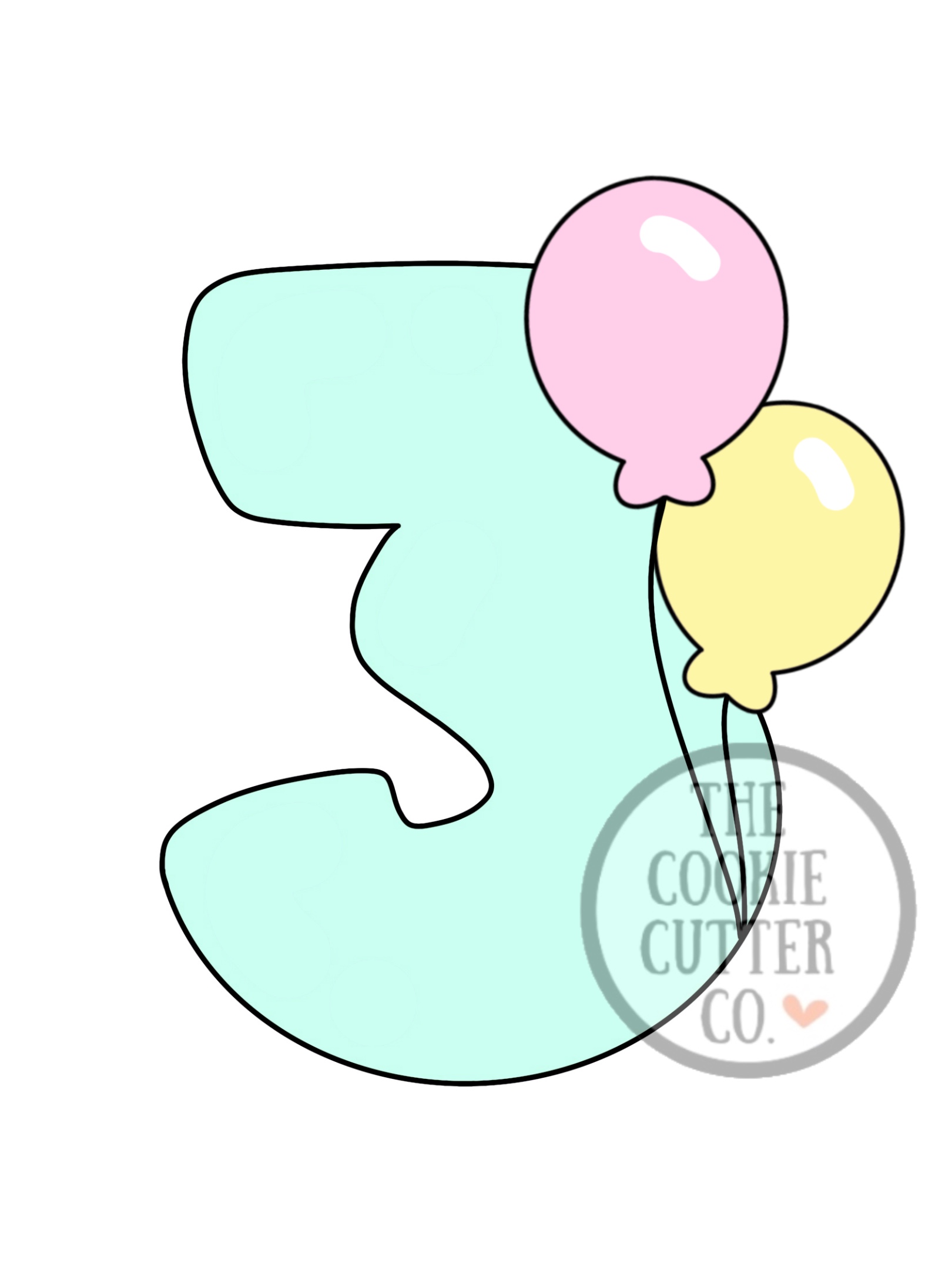 Balloon Three cookie cutter