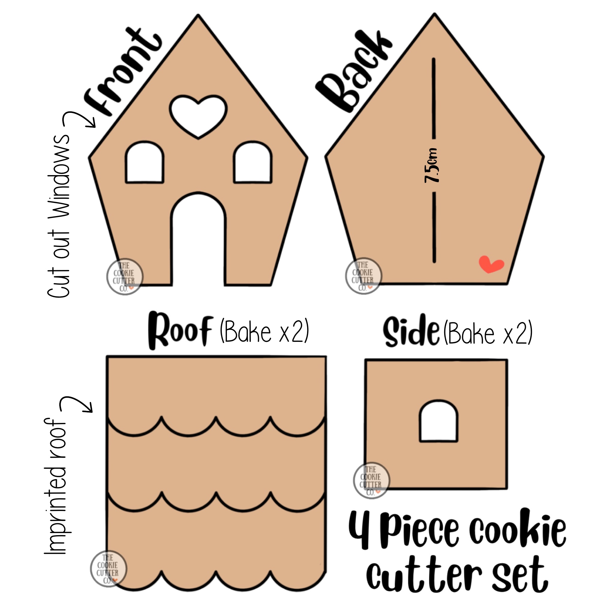 7.5cm MINI Gingerbread House Set