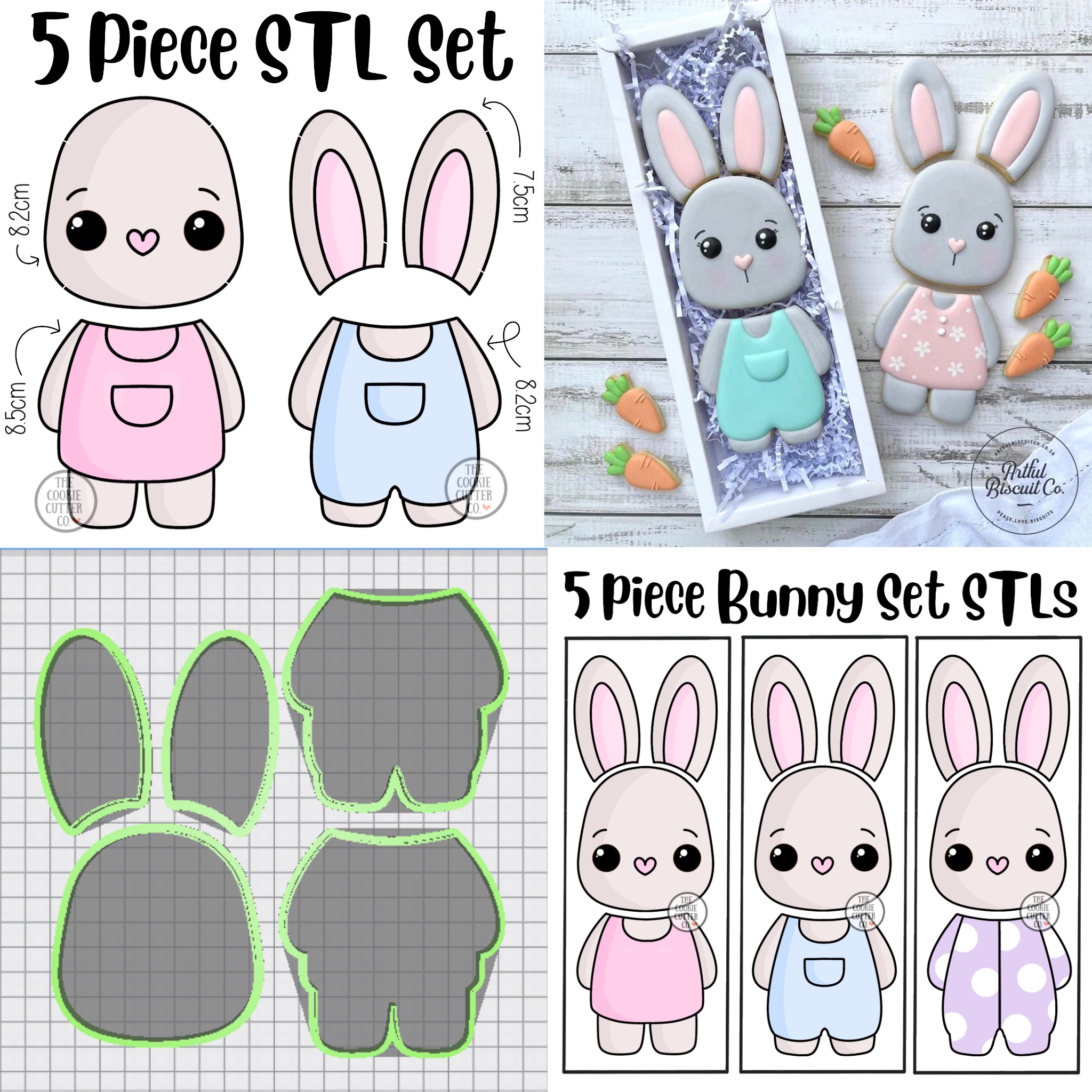 5 Piece Bunny STL File Set